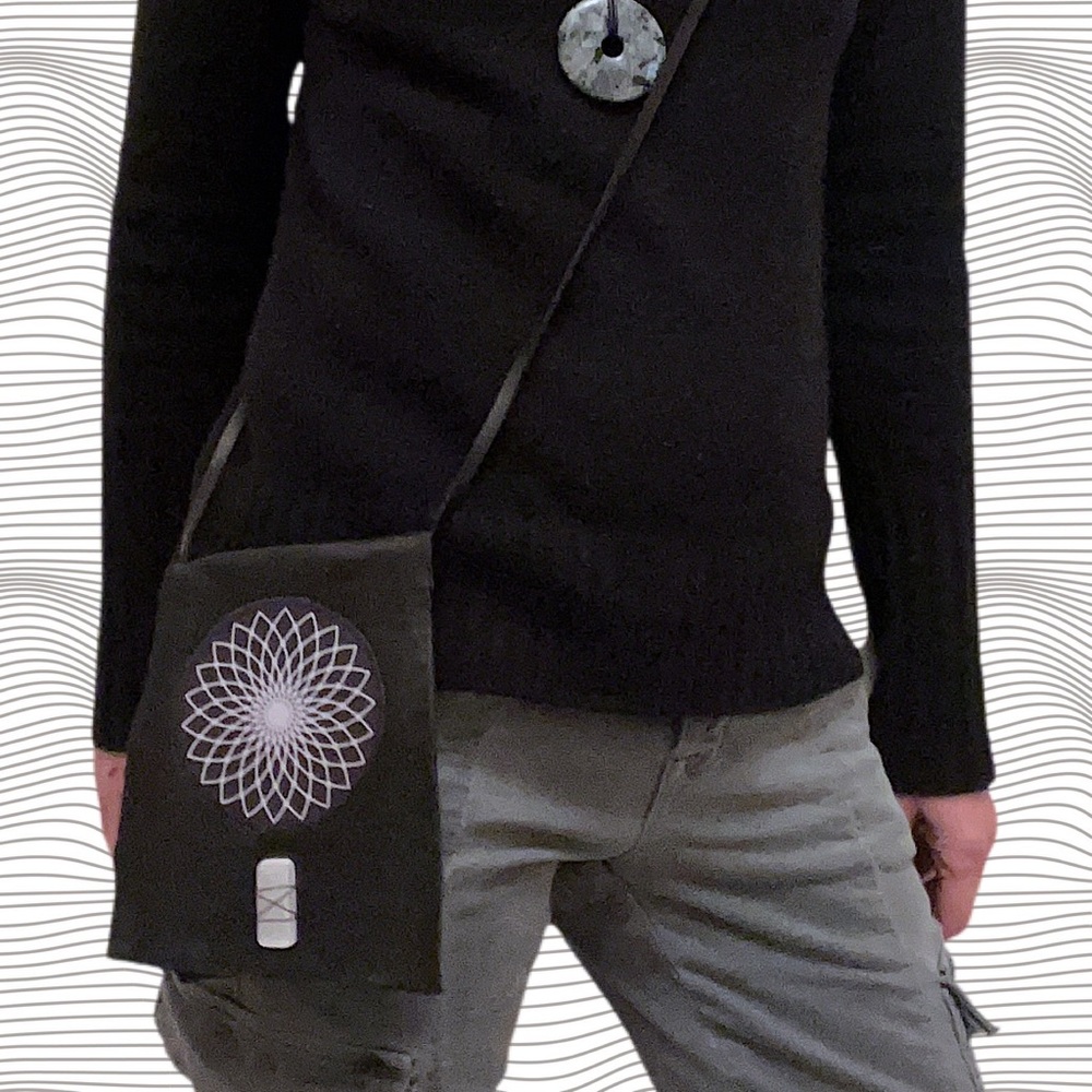 Handcrafted Upcycled Leather Sundial & Selenite Crossbody (phone,etc.) P…